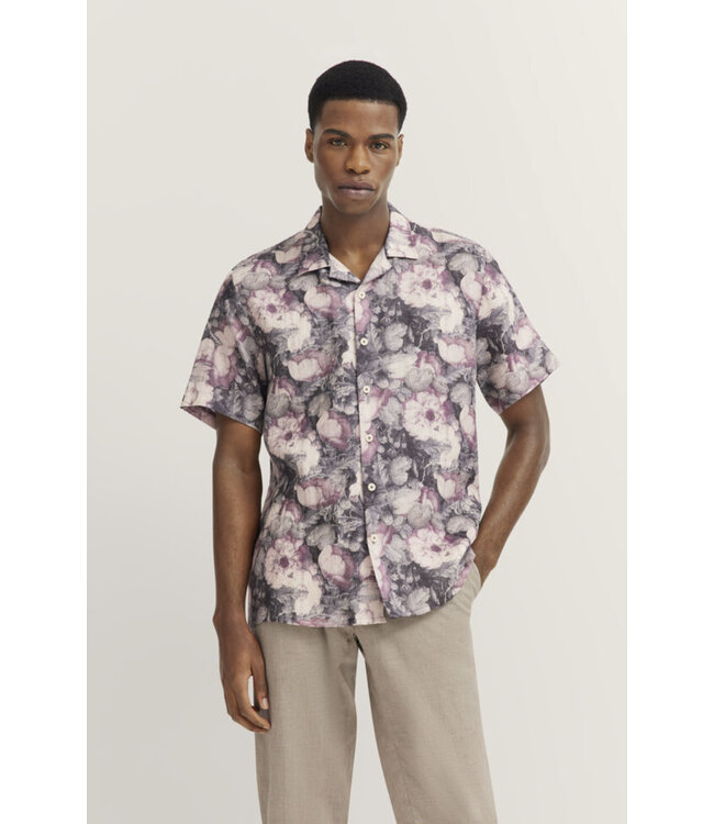 Modern Fit Grey Pink Camp Shirt