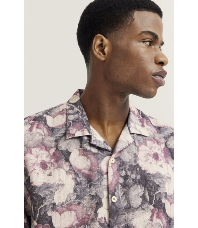 Modern Fit Grey Pink Camp Shirt