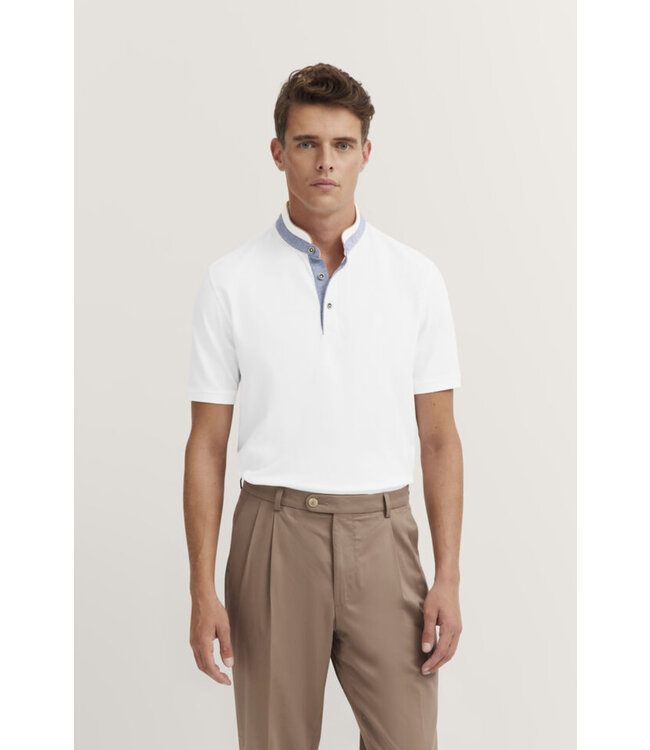 White Pique Henley T-Shirt