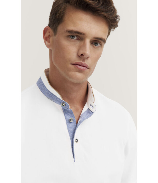 White Pique Henley T-Shirt