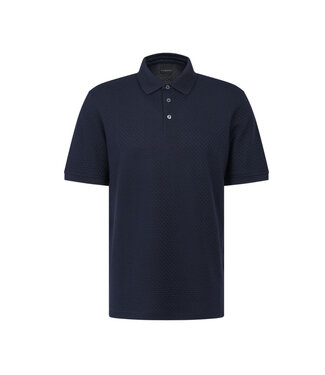 BUGATTI Navy Basketweave Polo