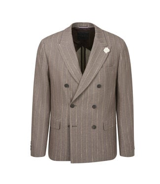BUGATTI Modern Fit Mid Brown Pin Striped Double Breasted Sport Coat