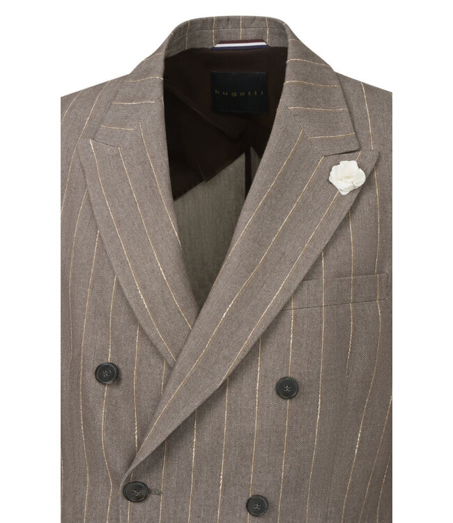 Modern Fit Mid Brown Pin Striped Double Breasted Sport Coat