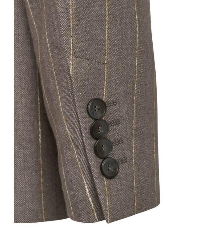 Modern Fit Mid Brown Pin Striped Double Breasted Sport Coat