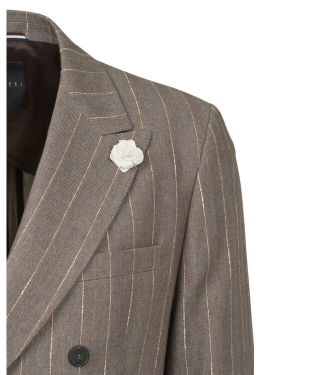 Modern Fit Mid Brown Pin Striped Double Breasted Sport Coat
