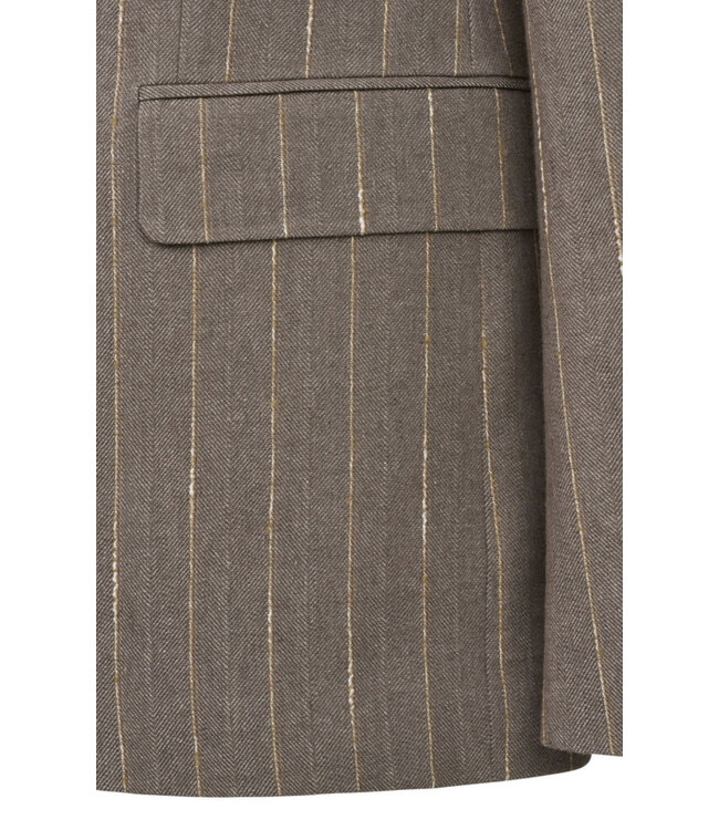 Modern Fit Mid Brown Pin Striped Double Breasted Sport Coat