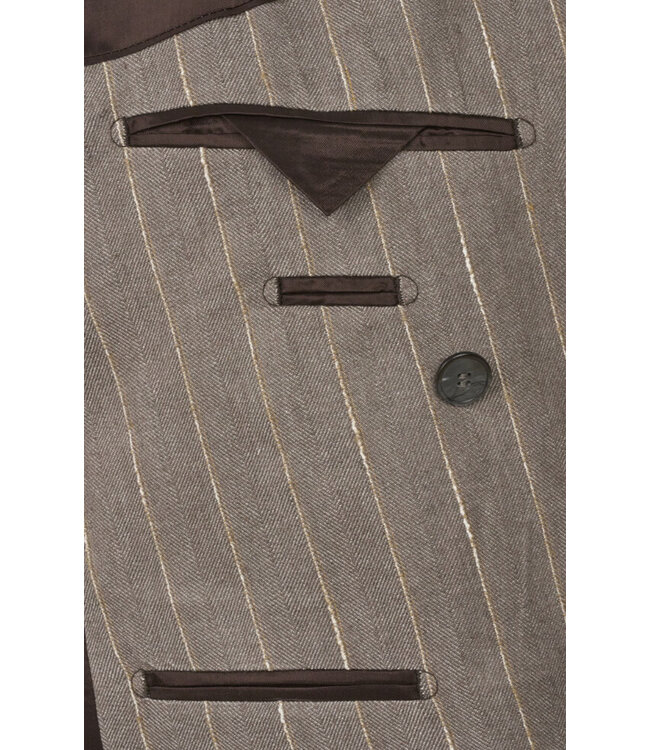 Modern Fit Mid Brown Pin Striped Double Breasted Sport Coat