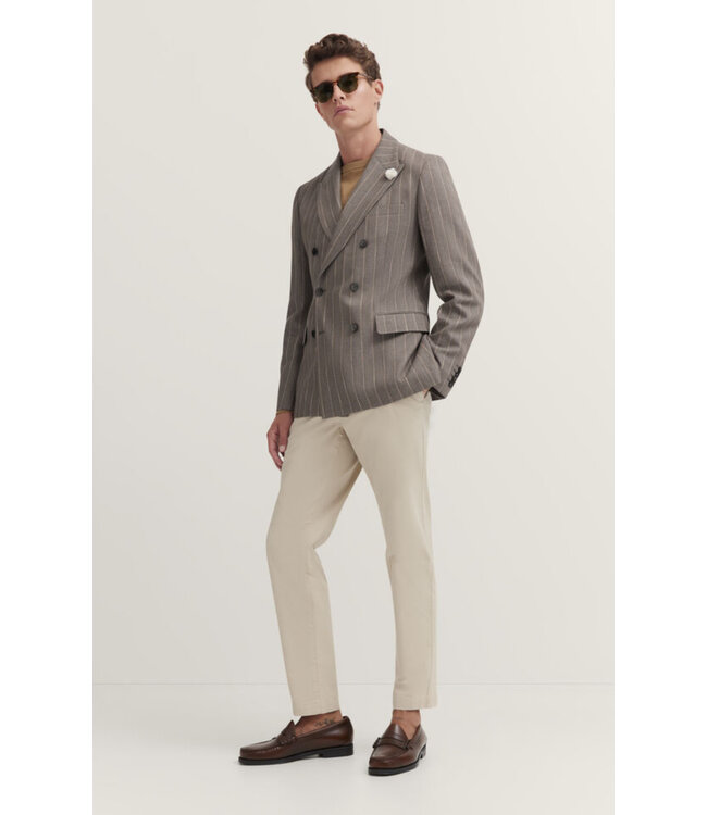 Modern Fit Mid Brown Pin Striped Double Breasted Sport Coat