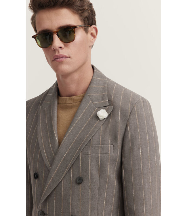 Modern Fit Mid Brown Pin Striped DB Sport Coat