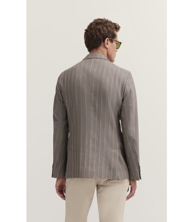 Modern Fit Mid Brown Pin Striped Double Breasted Sport Coat