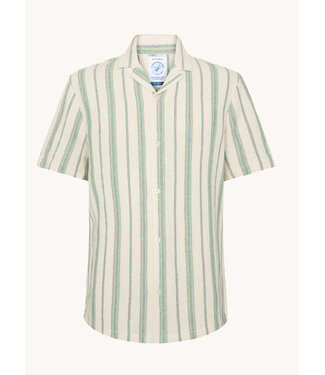 A FISH NAMED FRED Modern Fit Tan Colourful Stripes Shirt