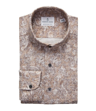 EMANUEL BERG Slim Fit Medium Brown Paisley Shirt