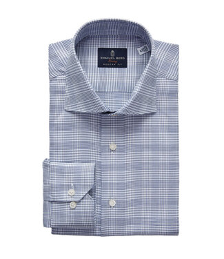 EMANUEL BERG Modern Fit Blue Glencheck Shirt