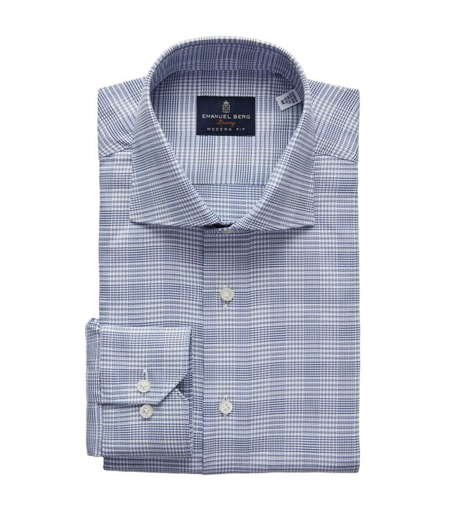 Modern Fit Blue Glencheck Shirt