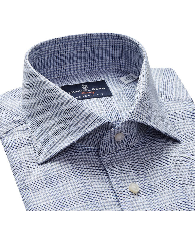 Modern Fit Blue Glencheck Shirt