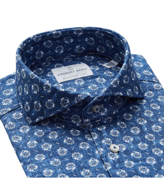 Slim Fit Blue Floral Shirt