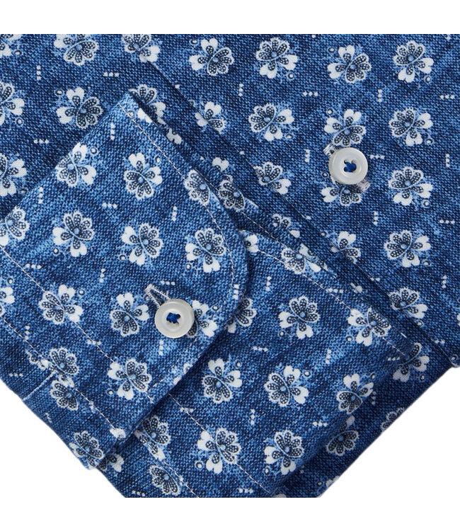 Slim Fit Blue Floral Shirt