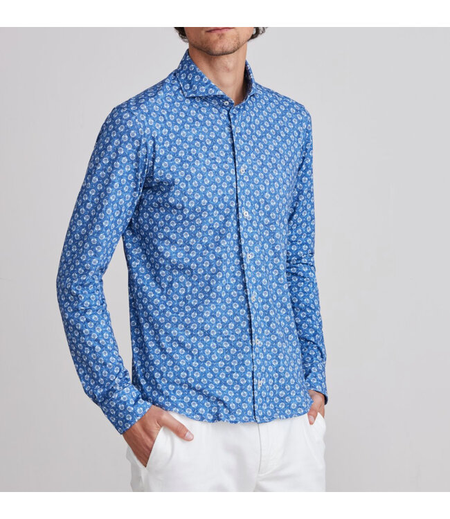 Slim Fit Blue Floral Shirt
