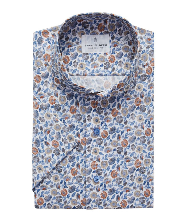 Modern Fit Blue Brown Floral Shirt