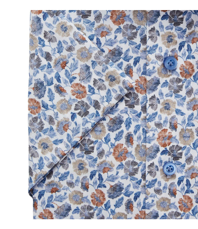 Modern Fit Blue Brown Floral Shirt