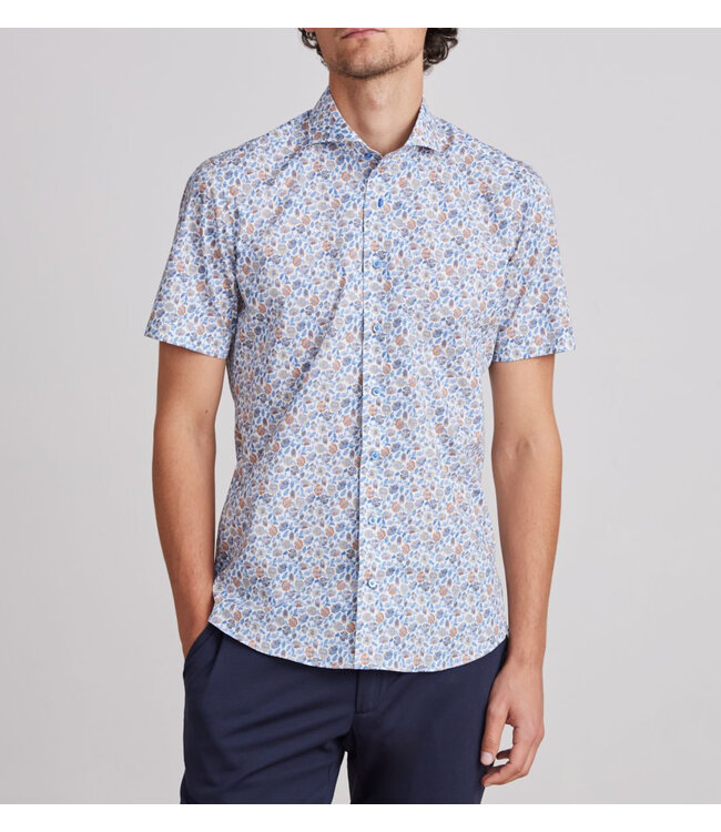 Modern Fit Blue Brown Floral Shirt