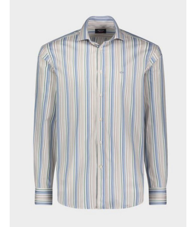 Classic Fit Blue Taupe Stripe  Shirt