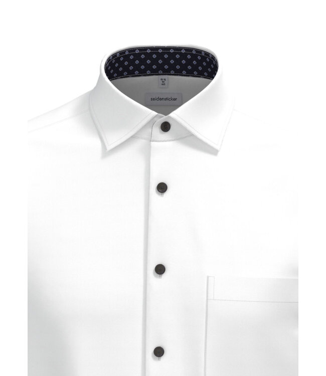 Modern Fit White Navy Trim Dress Shirt