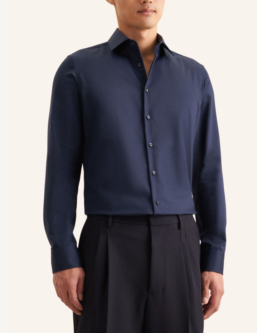 Slim Fit Navy Dress Shirt - Benjamin's Menswear