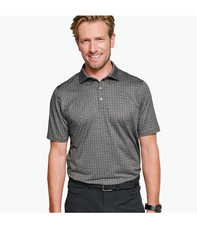 Grey Diamond Print Polo