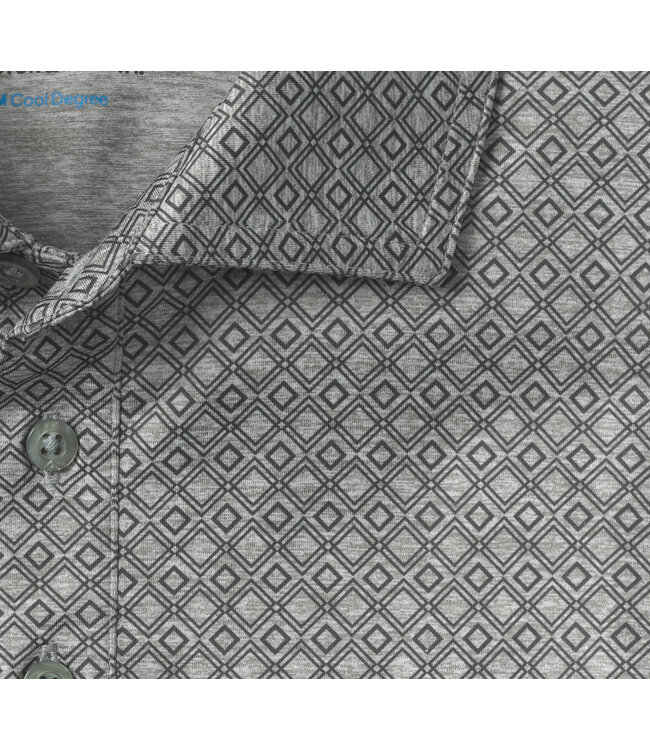 Grey Diamond Print Polo