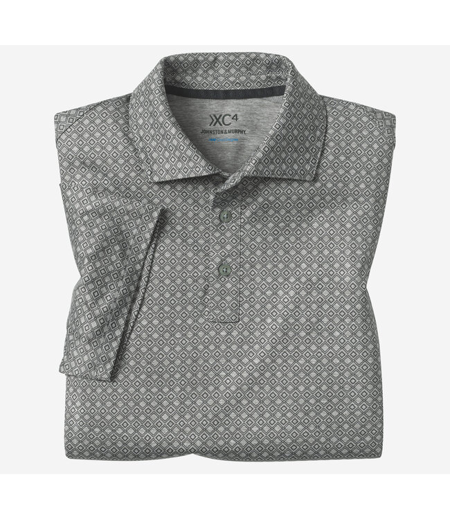 Grey Diamond Print Polo