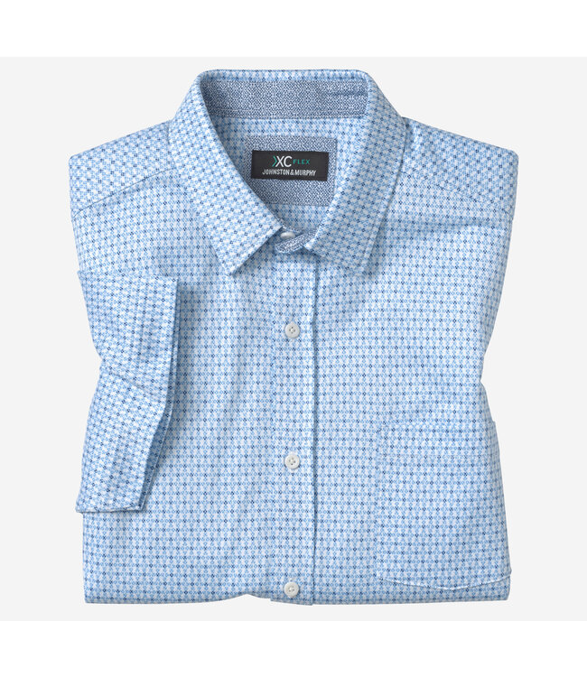 Classic Fit White Blue Pattern Shirt