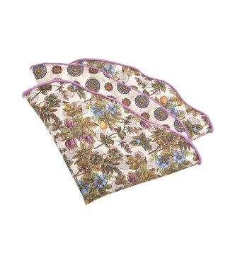 DION Cream Lavender Trim Pocket Round