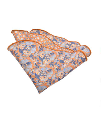 DION Orange Blue Floral Pocket Round