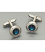 WEBER Rhodium with Blue Swarovski Cufflinks
