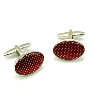 WEBER Rhodium with Red Epoxy Cufflinks