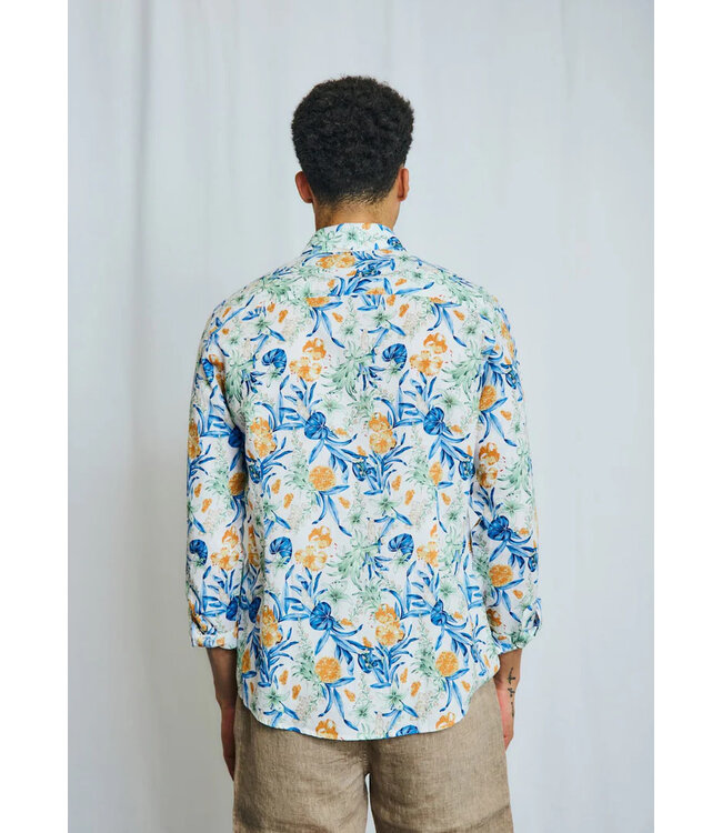 Modern Fit White Floral Bearman Shirt