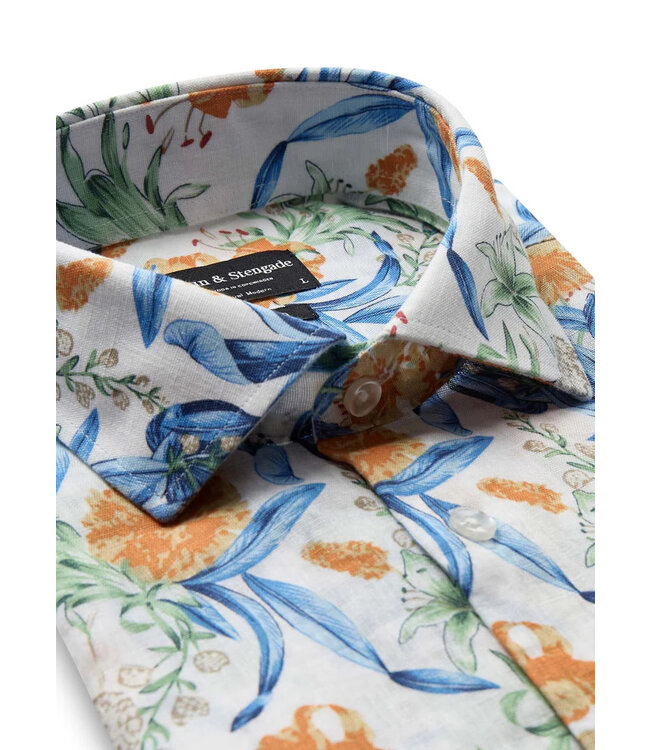 Modern Fit White Floral Bearman Shirt