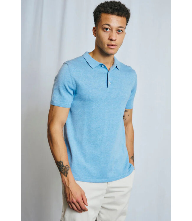 Light Blue Aaran Knit Polo