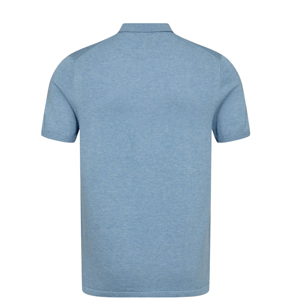 Light Blue Aaran Knit Polo - Benjamin's Menswear