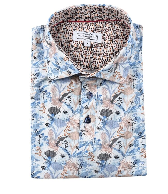 Tan Blue Printed Polo