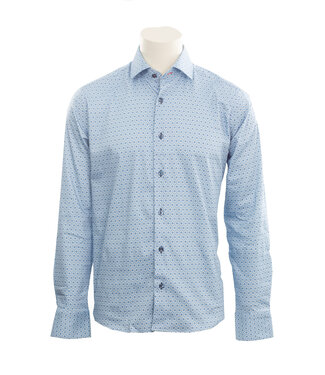 7 DOWNIE Modern Fit Light Blue Printed Shirt
