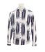 7 DOWNIE Modern Fit White Blue Broken Stripe Shirt