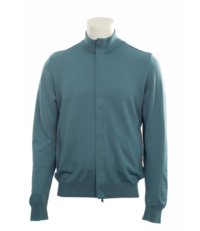 Teal Full Zip  Sweater