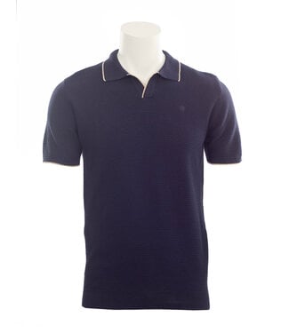 FELLOWS UNITED Navy Structure Knit Polo