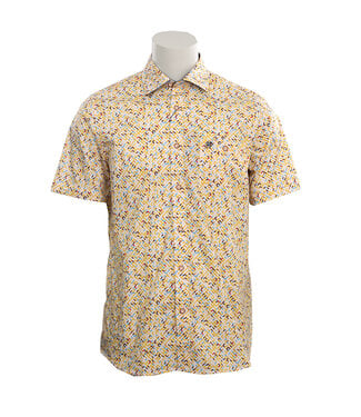 FELLOWS UNITED Modern Fit Yellow Blue Print Shirt