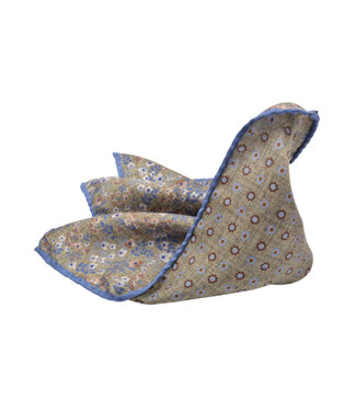 DION Green Blue Floral Pocket Square