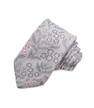 DION Grey Pink Floral Tie