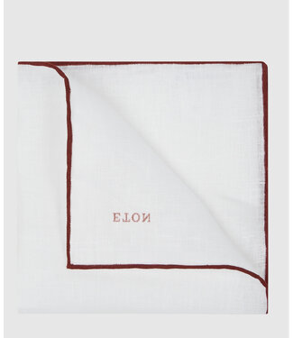 ETON White Burgundy Trim Pocket Square