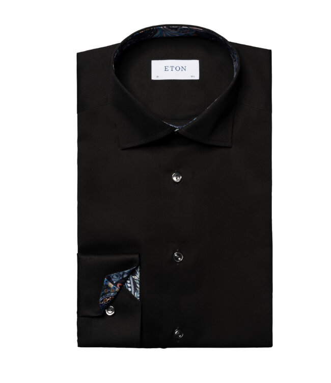 Slim Fit Black Signature Shirt with Trim